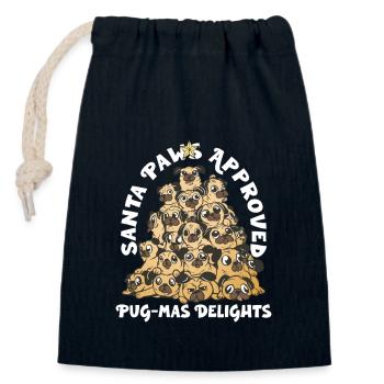 Pug Christmas Pug Santa Claus Pug Ornament - Closable cotton gift bag (14x20cm) - navy - Front