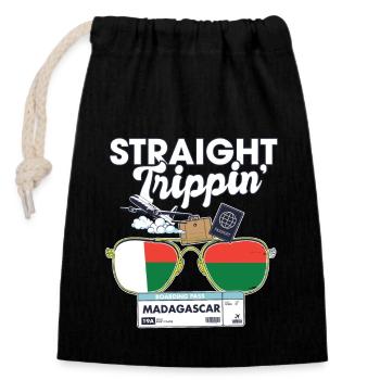 Straight Trippin' Madagascar Vacation Tour Voyage - Sac cadeau en coton avec cordon (14 x 20 cm) - noir - Devant
