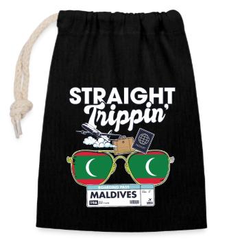 Straight Trippin' Maldives Vacation Tour Travel - Closable cotton gift bag (14x20cm) - black - Front