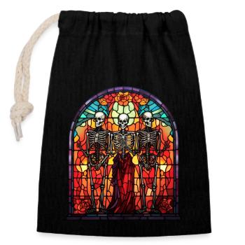 Vitrail d’Halloween - Sac cadeau en coton avec cordon (14 x 20 cm) - noir - Devant