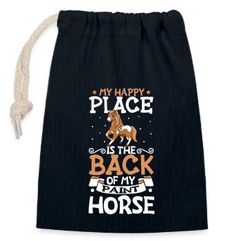Mein Lieblingsplatz - Paint Horse - Verschließbarer Geschenkbeutel aus Baumwolle (14x20cm) - Navy - Vorne