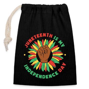 Juneteenth Is My Independence Day - Closable cotton gift bag (14x20cm) - black - Front