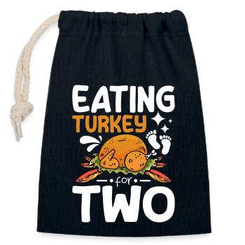 Pregnancy Thanksgiving Eating turkey for two - Closable cotton gift bag (14x20cm) - navy - Front