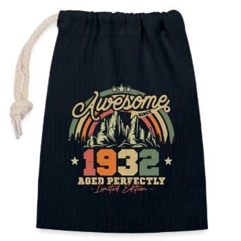 Vintage 1932 Birthday Gift - Closable cotton gift bag (14x20cm) - navy - Front