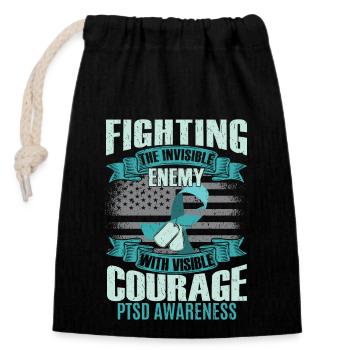 PTSD Awareness - Closable cotton gift bag (14x20cm) - black - Front