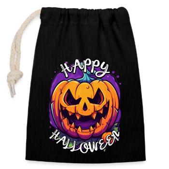 Creepy-funny Halloween pop art Happy Halloween - Closable cotton gift bag (14x20cm) - black - Front