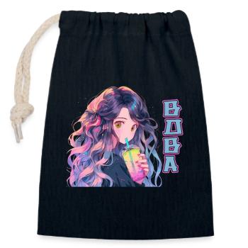 Anime and Boba Bubble Tea - Closable cotton gift bag (14x20cm) - navy - Front