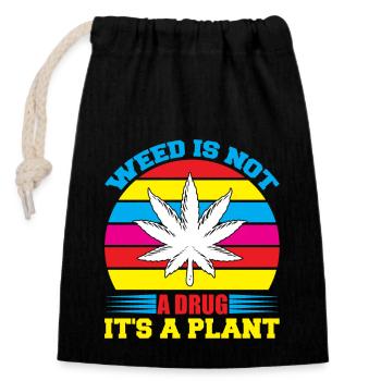 Cannabis Marijuana Weed Smoking - Closable cotton gift bag (14x20cm) - black - Front