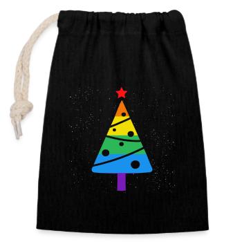 LGBT-Q Stolz Regenbogenfahne Homosexuell Weihnacht - Verschließbarer Geschenkbeutel aus Baumwolle (14x20cm) - Schwarz - Vorne