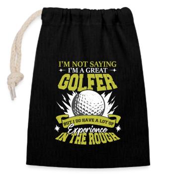 Lustiger Golf-Witz - Verschließbarer Geschenkbeutel aus Baumwolle (14x20cm) - Schwarz - Vorne
