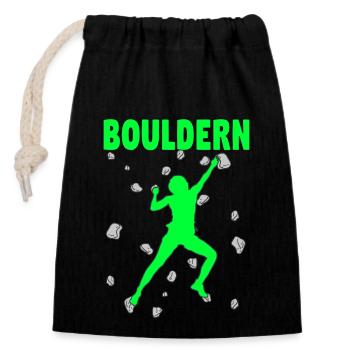 Bouldering Bouldering Climbing Boulderer Bouldering - Closable cotton gift bag (14x20cm) - black - Front