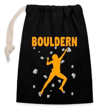 Bouldering Bouldering Climbing Boulderer Bouldering - Closable cotton gift bag (14x20cm) - black - Front
