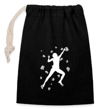 Bouldering Bouldering Climbing Boulderer Bouldering - Closable cotton gift bag (14x20cm) - black - Front