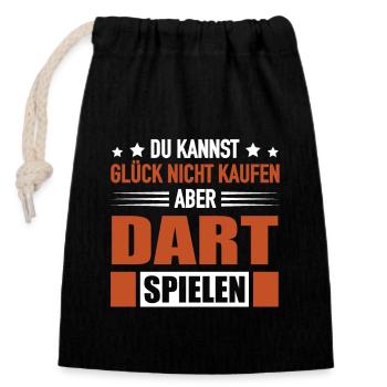 Dartspieler Glück Kaufen Dart Darten Verein - Verschließbarer Geschenkbeutel aus Baumwolle (14x20cm) - Schwarz - Vorne