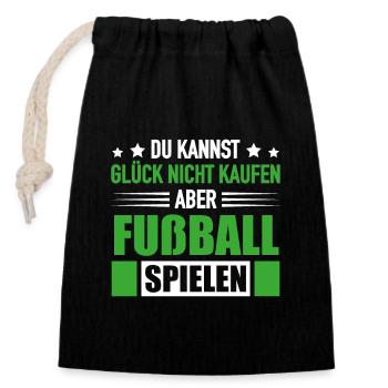 Fußballspieler Glück Kaufen Fußball Spielen - Verschließbarer Geschenkbeutel aus Baumwolle (14x20cm) - Schwarz - Vorne
