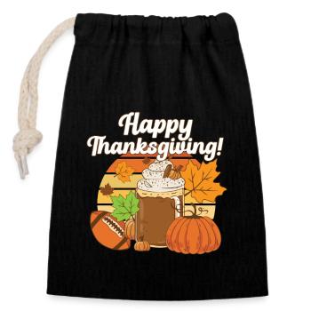 Happy Thanksgiving Tis The Season Pumpkin Spice - Verschließbarer Geschenkbeutel aus Baumwolle (14x20cm) - Schwarz - Vorne