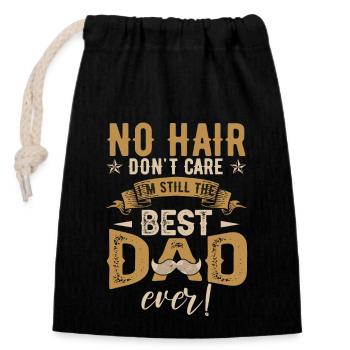No Hair Don't Care Dad Joke - Closable cotton gift bag (14x20cm) - black - Front