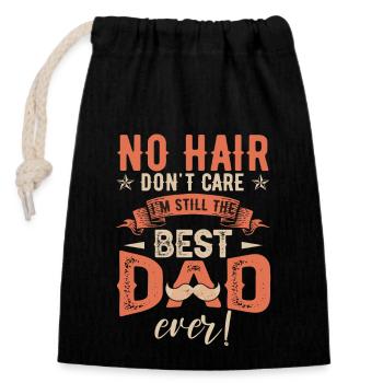 No Hair Don't Care Dad Father's Day - Closable cotton gift bag (14x20cm) - black - Front