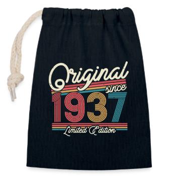 Gift 1937 | 86/87 years - Closable cotton gift bag (14x20cm) - navy - Front