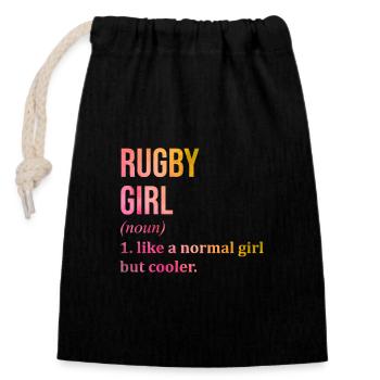 Rugby Girl Funny Quote - Closable cotton gift bag (14x20cm) - black - Front