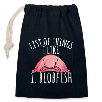 Blob fish - Closable cotton gift bag (14x20cm) - navy - Front