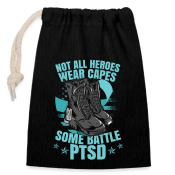 Some Battle PTSD - Closable cotton gift bag (14x20cm) - black - Front