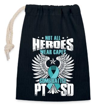 PTSD Heroes - Closable cotton gift bag (14x20cm) - navy - Front