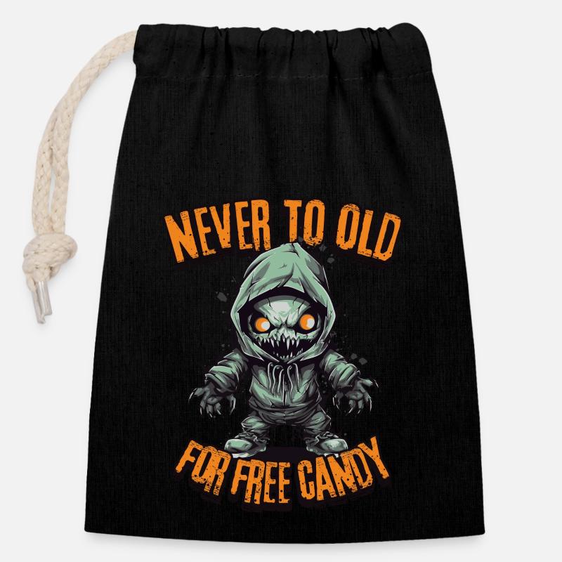 Creepy Candy Hunt: Never Too Old For Free Candy - Verschließbarer Geschenkbeutel aus Baumwolle (14x20cm) - Schwarz