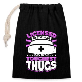 Caring for tough guys - caregiver in the prison system - Closable cotton gift bag (14x20cm) - black - Front