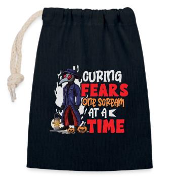 Creepy Halloween horror plague doctor - Closable cotton gift bag (14x20cm) - navy - Front