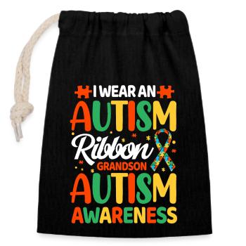Autism Autistic - Closable cotton gift bag (14x20cm) - black - Front