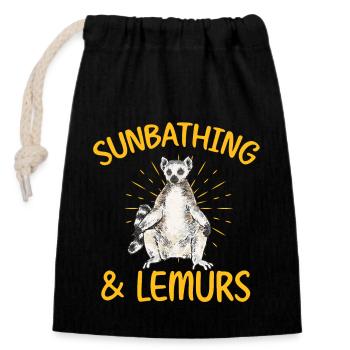 Lemur Catta Ring-tailed lemur - Closable cotton gift bag (14x20cm) - black - Front