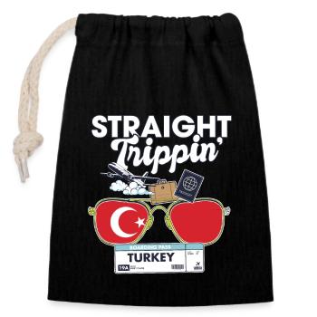 Straight Trippin' Turkey Vacation Tour Travel - Closable cotton gift bag (14x20cm) - black - Front