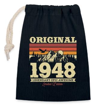 Vintage 1948 Gift 75/76 Years - Closable cotton gift bag (14x20cm) - navy - Front