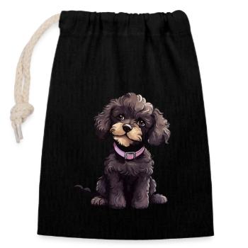 Cute Poodle, Dogs Illustration - Poodle - Closable cotton gift bag (14x20cm) - black - Front