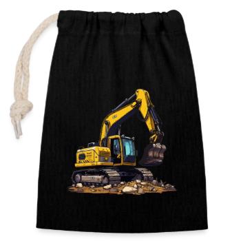 Realistic Comic Excavator - Closable cotton gift bag (14x20cm) - black - Front