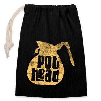 Pot Head Box Lover Barista - Closable cotton gift bag (14x20cm) - black - Front