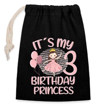 Anniversaire Princesse 3 ans Bday Party Cadeau - Sac cadeau en coton avec cordon (14 x 20 cm) - noir - Devant