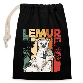 Lemur Catta Ring-tailed lemur - Closable cotton gift bag (14x20cm) - black - Front