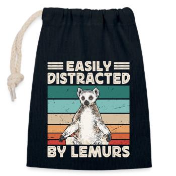 Lemur Catta Ring-tailed lemur - Closable cotton gift bag (14x20cm) - navy - Front