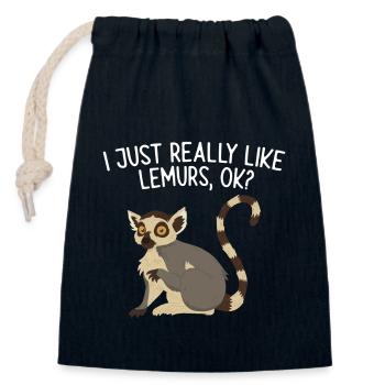Lemur Catta Ring-tailed lemur - Closable cotton gift bag (14x20cm) - navy - Front