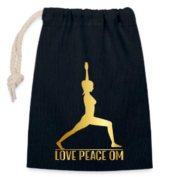 Yoga Pose Love Peace OM - Verschließbarer Geschenkbeutel aus Baumwolle (14x20cm) - Navy - Vorne