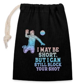 Je peux bloquer votre tir Volleyball de plage - Sac cadeau en coton avec cordon (14 x 20 cm) - noir - Devant