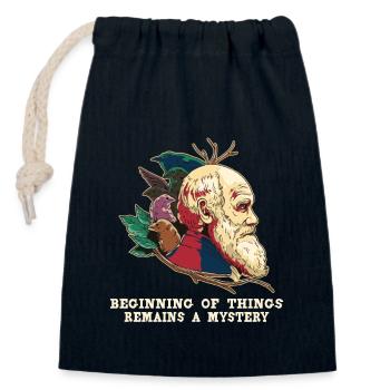 Charles Darwin Athéisme athée - Sac cadeau en coton avec cordon (14 x 20 cm) - bleu marine - Devant