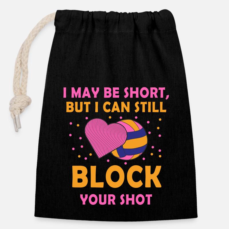 I Can Block Your Shot Beach Volleyball - Closable cotton gift bag (14x20cm) - black