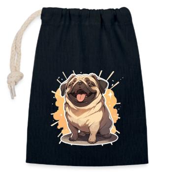 Carlin Carlin Chien Pug Cadeaux Carlin Amoureux du Carlin - Sac cadeau en coton avec cordon (14 x 20 cm) - bleu marine - Devant