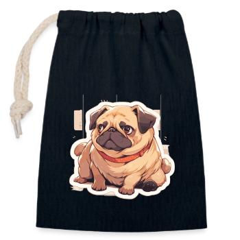 Carlin Carlin Chien Pug Cadeaux Carlin Amoureux du Carlin - Sac cadeau en coton avec cordon (14 x 20 cm) - bleu marine - Devant