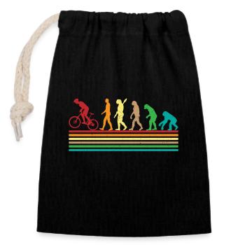 Evolution-Fahrrad-Fan: Retro-Design für Radfahrer - Verschließbarer Geschenkbeutel aus Baumwolle (14x20cm) - Schwarz - Vorne