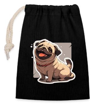 Carlin Carlin Chien Pug Cadeaux Carlin Amoureux du Carlin - Sac cadeau en coton avec cordon (14 x 20 cm) - noir - Devant
