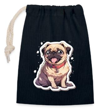 Carlin Carlin Chien Pug Cadeaux Carlin Amoureux du Carlin - Sac cadeau en coton avec cordon (14 x 20 cm) - bleu marine - Devant